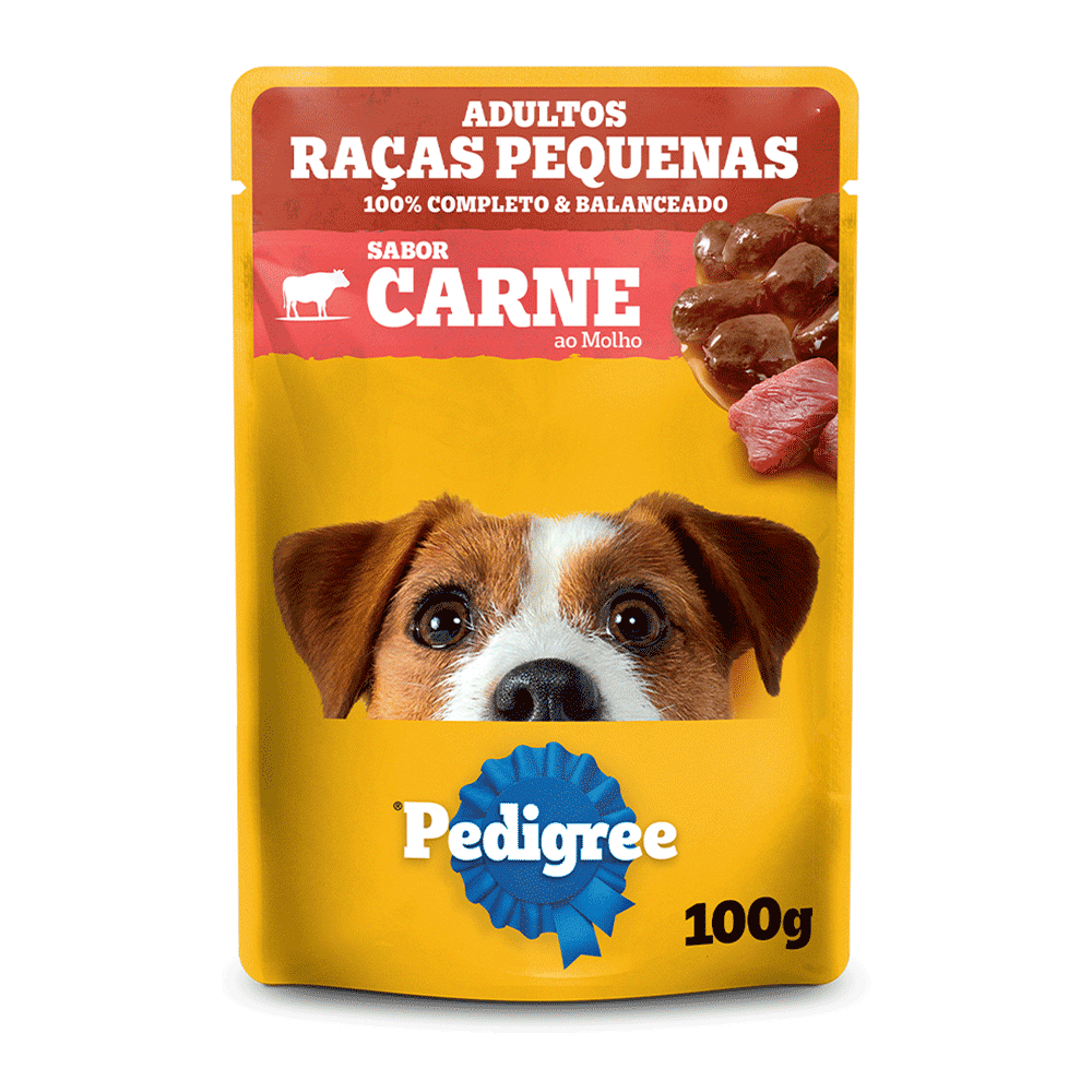 7896029022245_0 Ração Úmida Pedigree Sachê Cães Adultos Raças Pequenas Carne ao Molho - Imagem 1